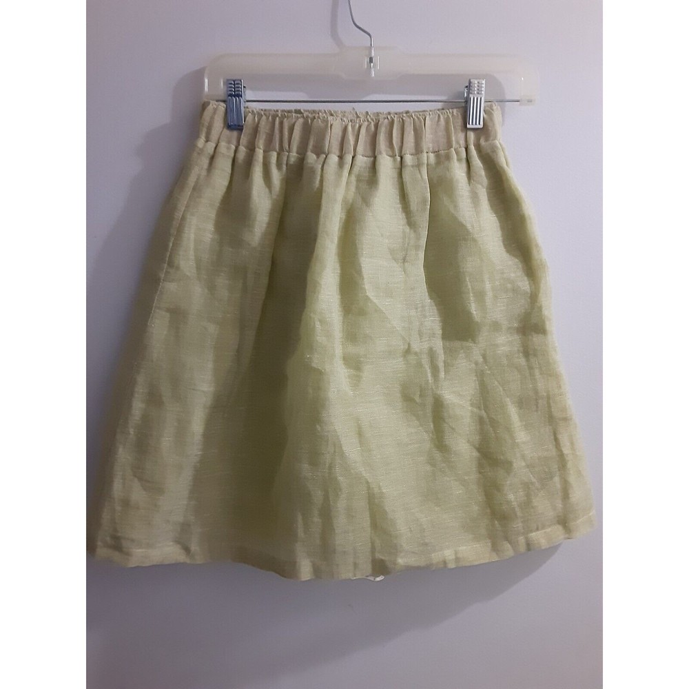 Delfina Balda New York Vintage Designer Skirt Lime Green Linen Twee Sz Small EUC